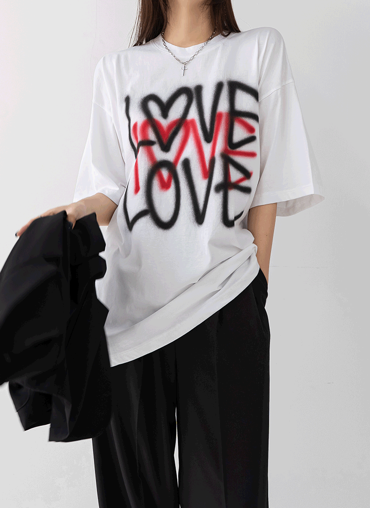 LOVE 루즈핏 반팔 티셔츠 2color